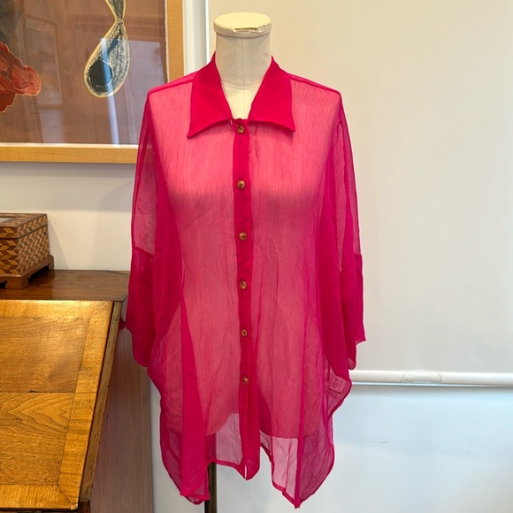 ALYSI chocolat Crepe Camicia - Fuchsia - Picture 2 of 8